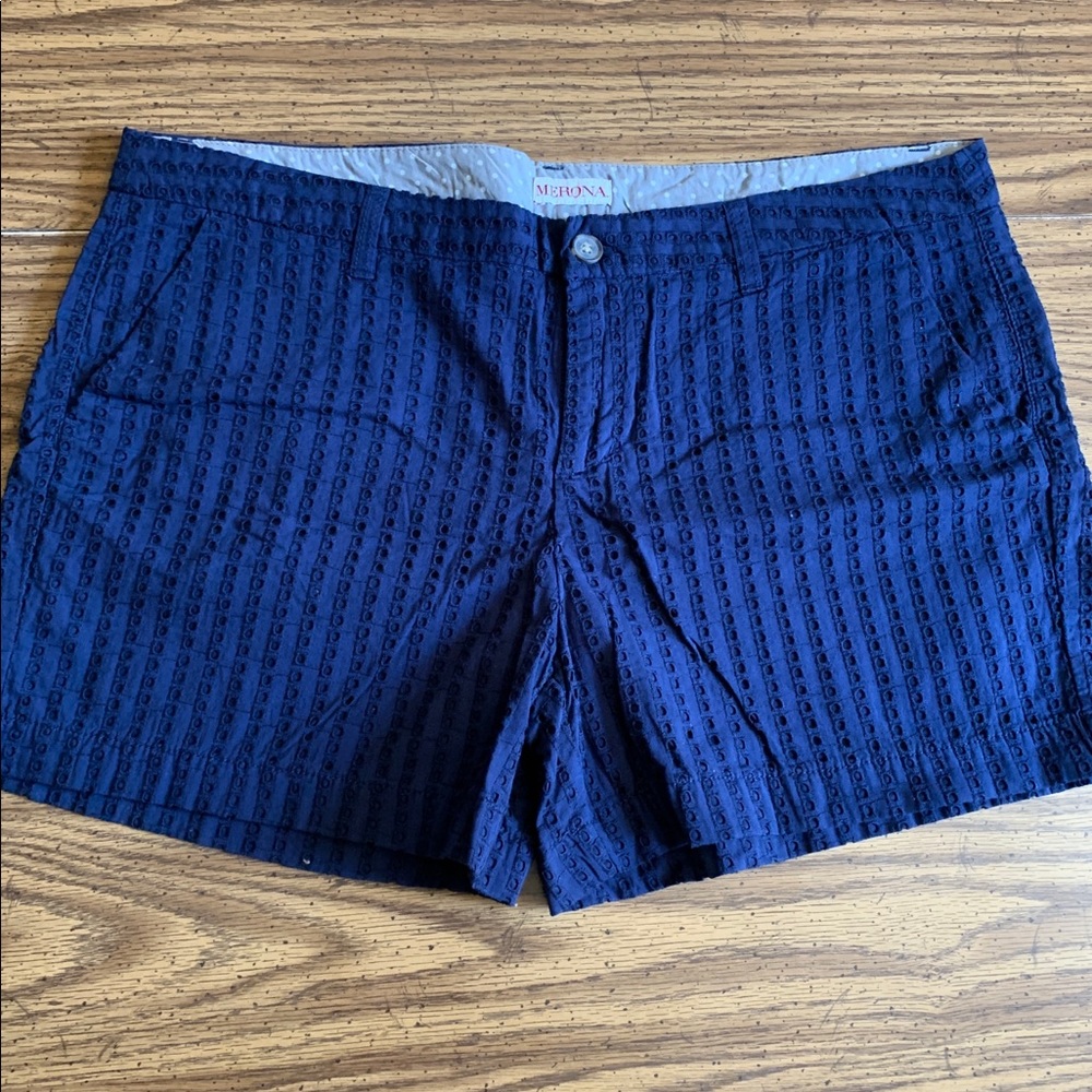 NWOT Merona Navy Blue Eyelet Shorts 14”
